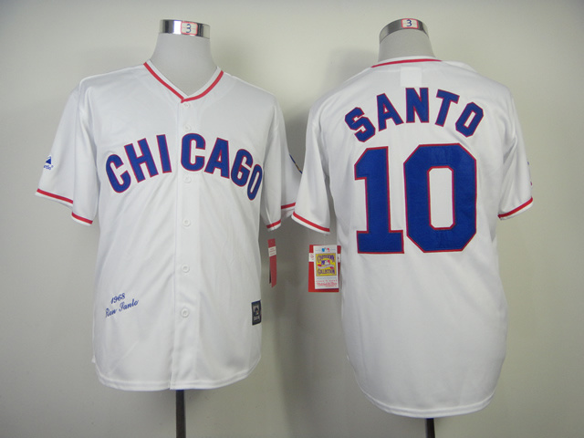 Men Chicago Cubs #10 Santo White Throwback 1988 MLB Jerseys